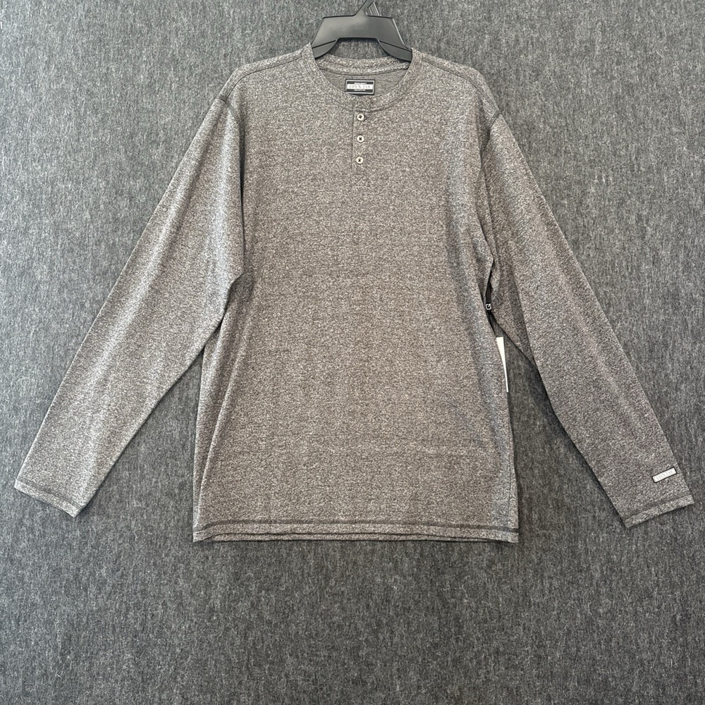 Open‎ Tab Mens Long Sleeve Shirt Size Small Charcoal Gray Henley Button Casual